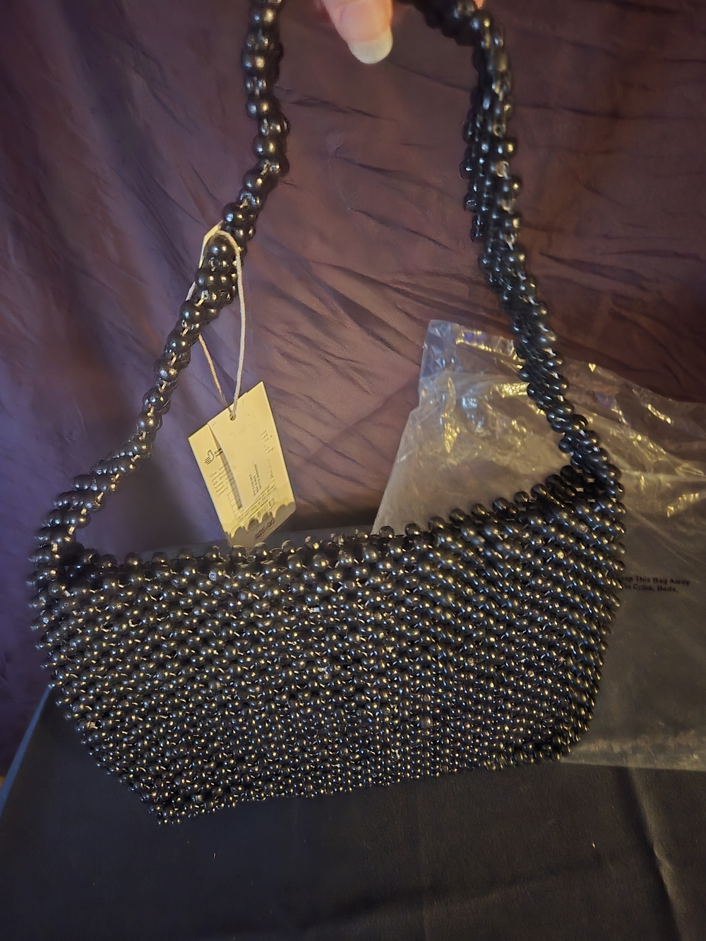 a new day Black Beaded Shoulder Bag